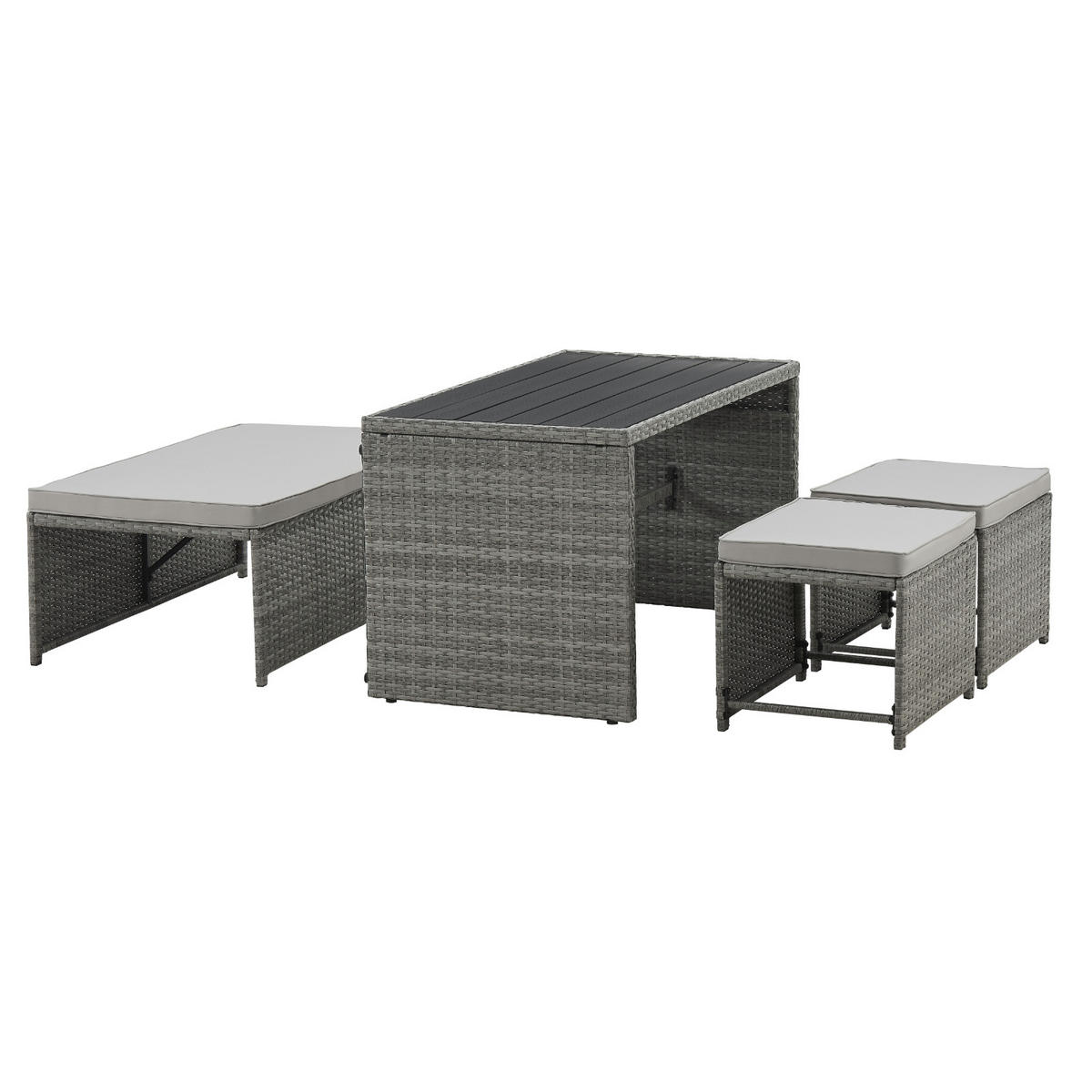 SITZGRUPPE Athina Grau - Grau, Kunststoff - SVITA