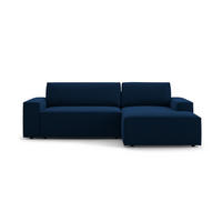 ECKSOFA ausklappbar rechts mit Container Jodie aus Samt königsblau 3 Sitzplätze - Dunkelblau, Textil (151/246cm) - Micadoni