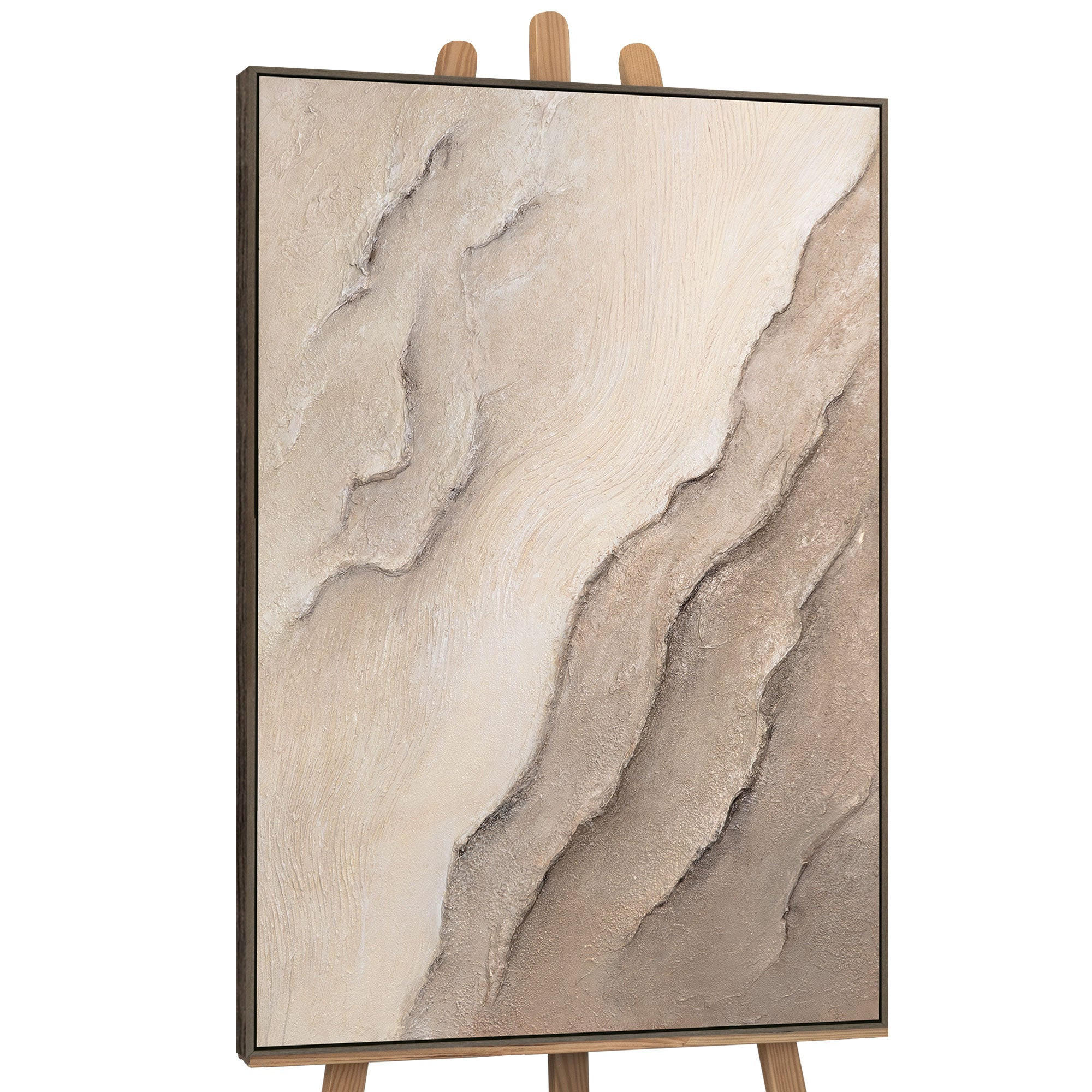 GEMÄLDE Spuren der Zeit Abstraktion Schattenfugenrahmen Grau 120x80 cm - Grau, Holz (120/4cm) - YS-art gallery