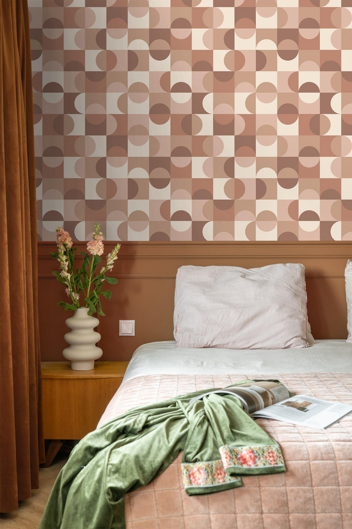TAPETE Kreise im Bauhaus-Stil 50 x 900 cm - Pink, Papier (50/900cm) - ESTAhome