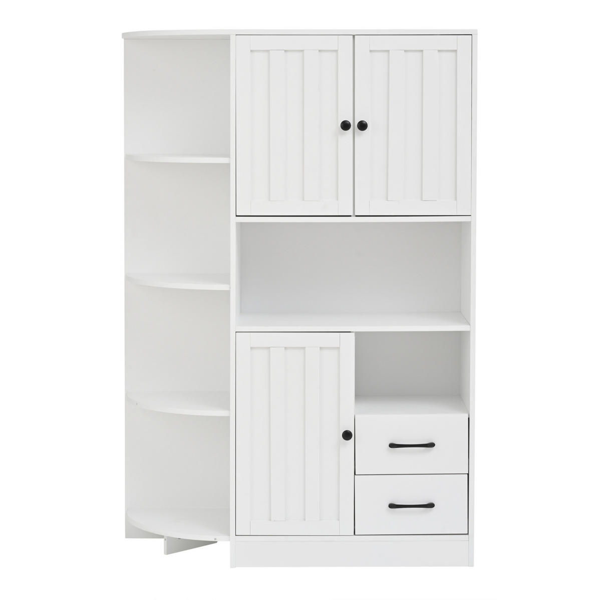 HIGHBOARD 104/155/35 cm Weiß aus Spanplatte mit 14 Ablageflächen - Weiß, Holzwerkstoff (35/155/104cm) - OKMYHOME