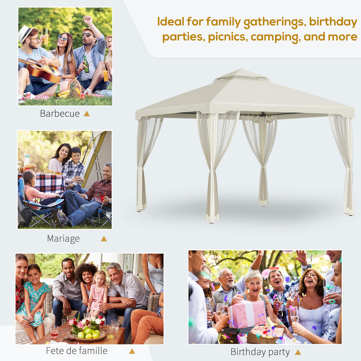 GARTENPAVILLON, mit Moskitonetz, beige - Creme, Textil (26.5/13/198cm) - Vallsero