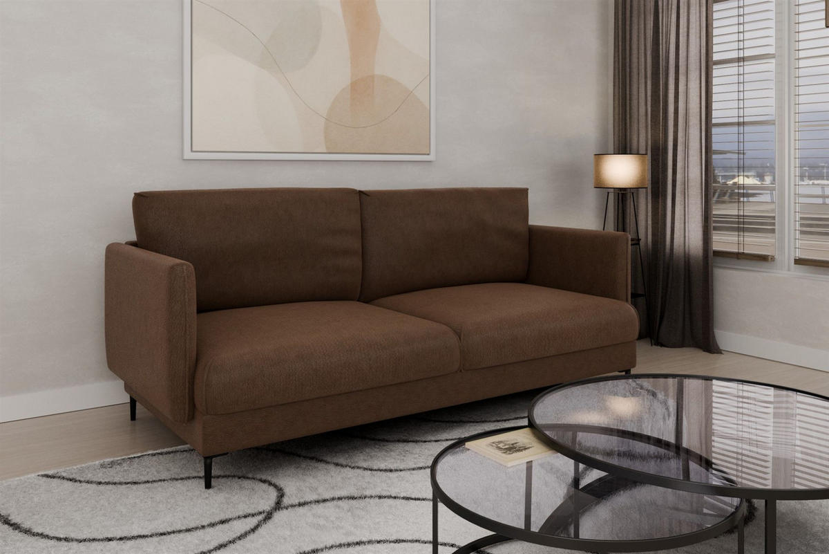SOFA Helmer 3-sitzer In Stoff Vibe - Braun, Holzwerkstoff/Textil (226/95/95cm) - Fun Möbel