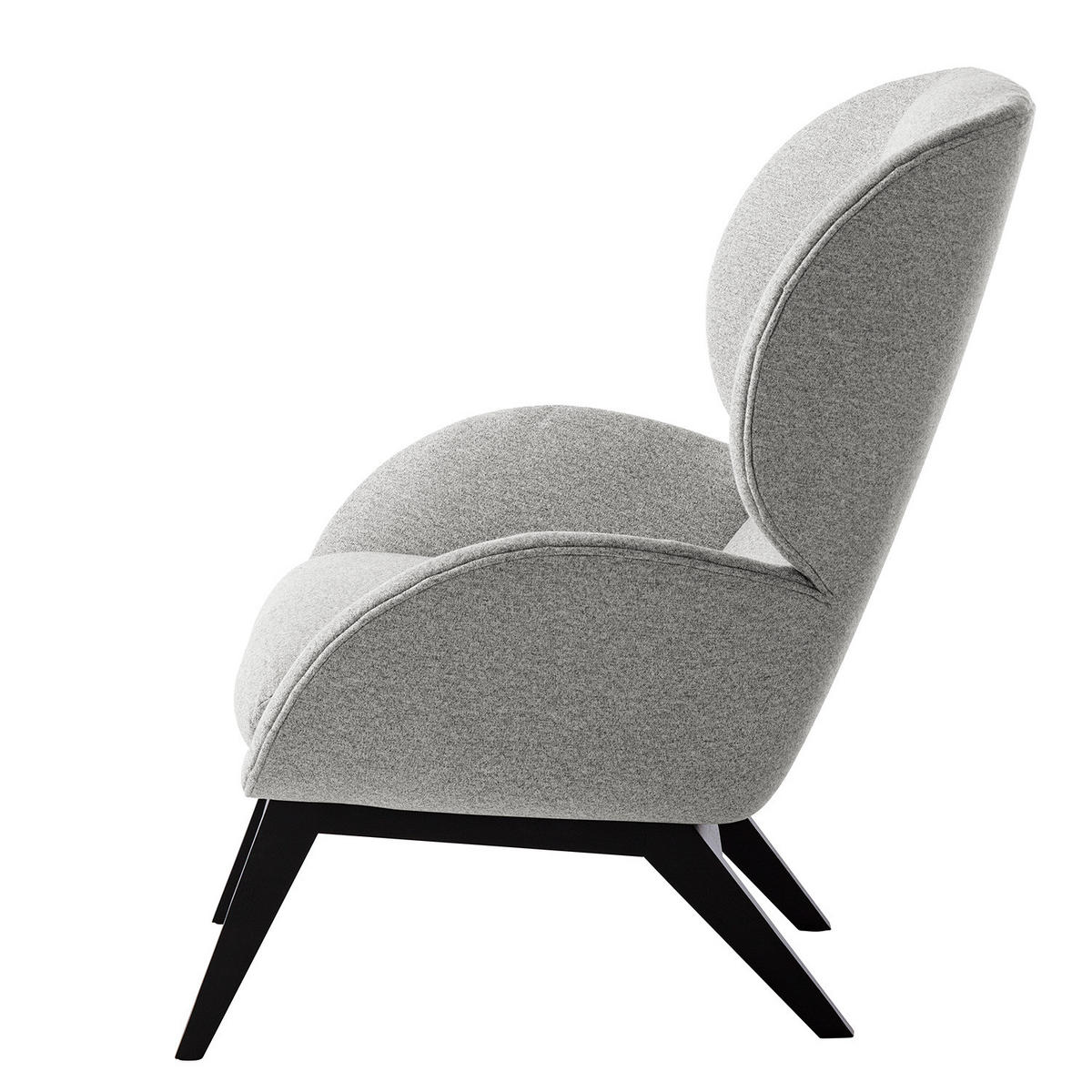 SESSEL - Hellgrau/Schwarz, Eichenholz/Textil (82/102/90cm) - home24