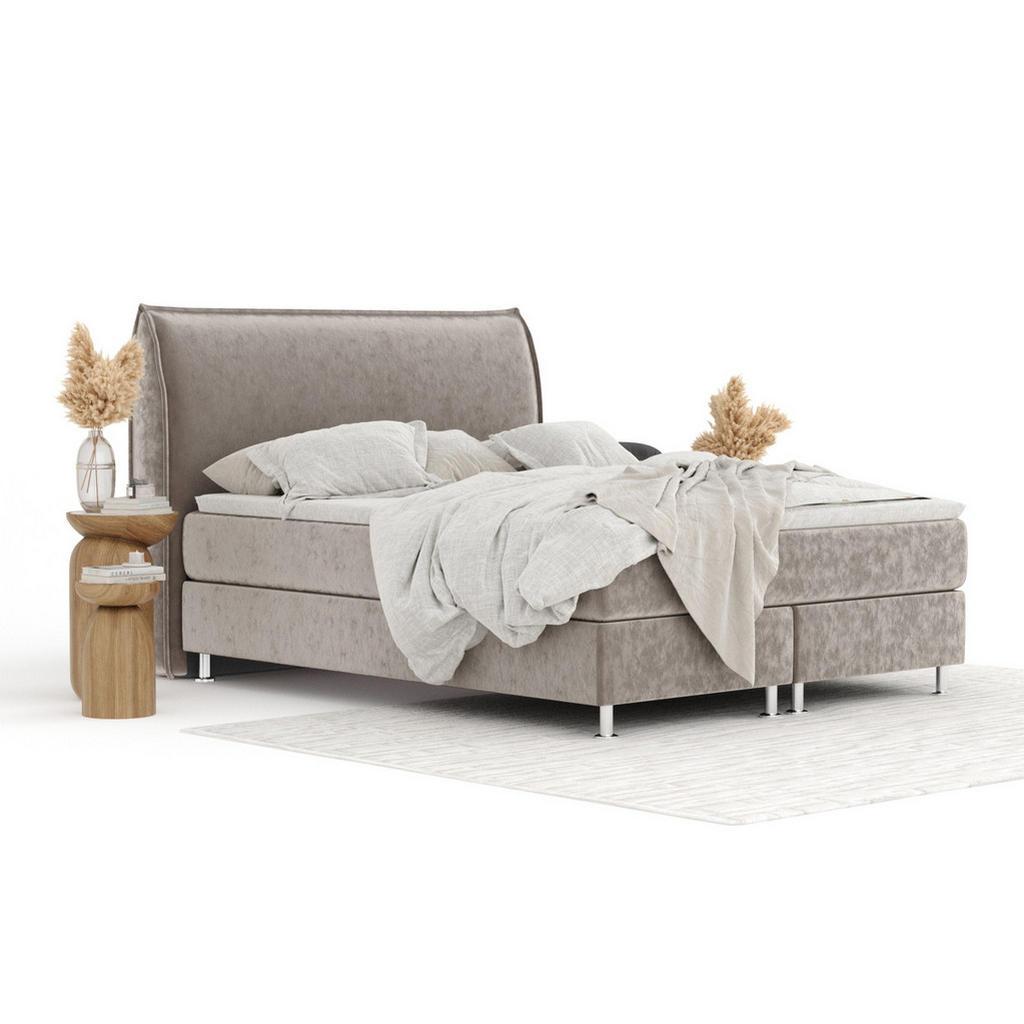 Thumbnail - Maison de Reve Boxspringbett, Taupe, Textil, Buche, Kiefer, H3, Höhe ca. 21 cm, 200x200 cm, Oeko-Tex® Standard 100, FSC ...