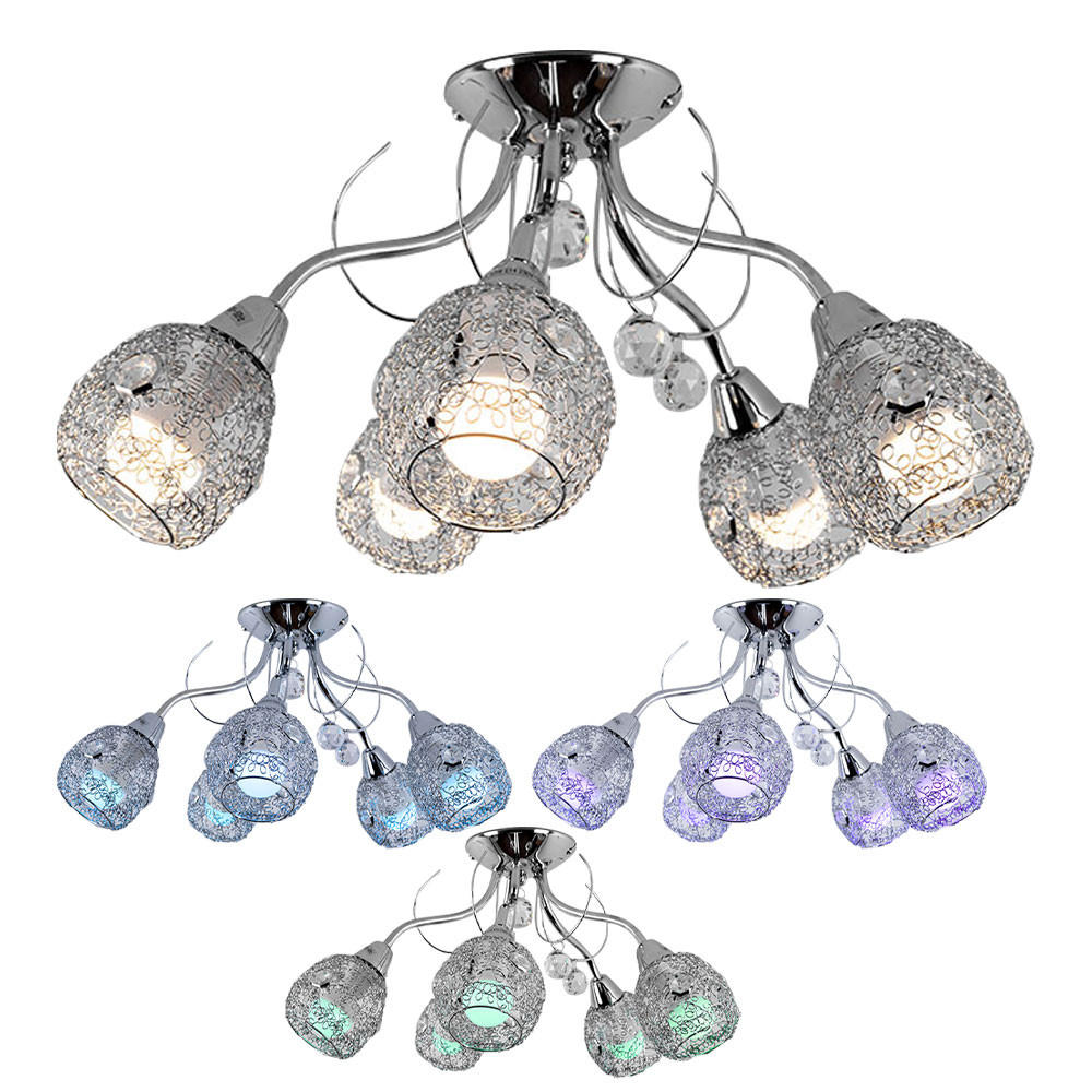 LED DECKENLEUCHTE Chrom Silber Kristalle - Silberfarben, Metall (54/54/22cm) - Globo Lighting