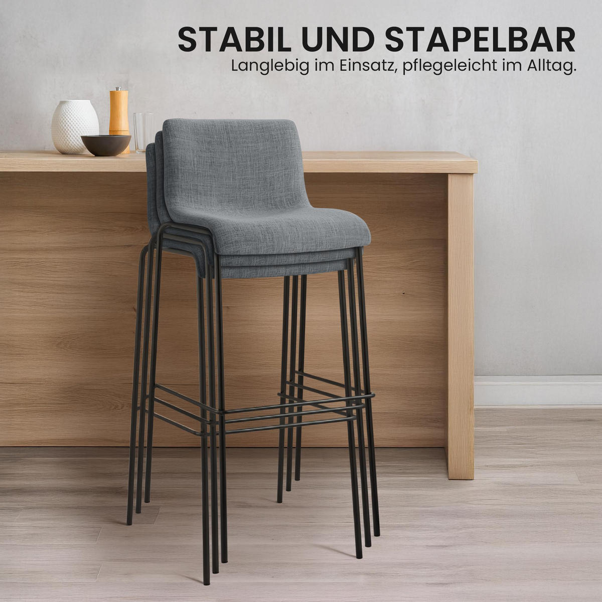 BARHOCKER Stoff Hellgrau - Hellgrau/Schwarz, Textil/Metall (43/100/48cm) - CLP