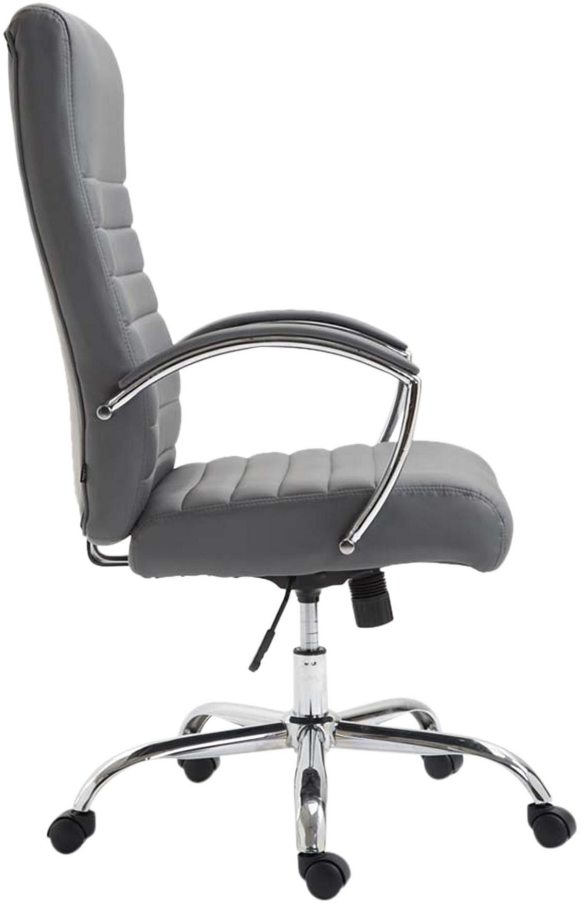 CHEFSESSEL Lederlook Grau - Chromfarben/Grau, Textil/Metall (60/110/68cm) - CLP