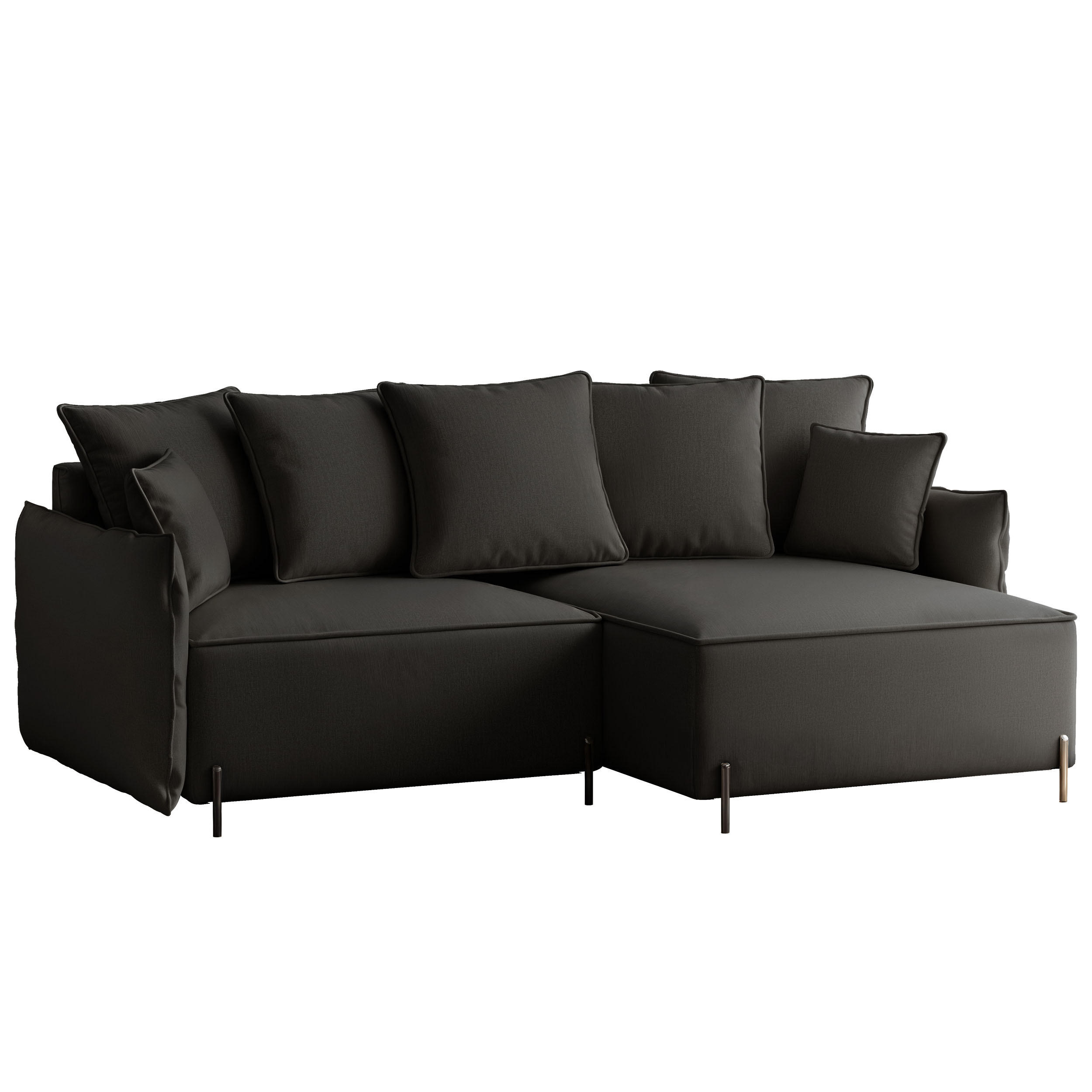 ECKSOFA MARCO Rechts, mit Schlaffunktion und Bettkasten, Anthrazit - Anthrazit, Textil/Metall (221/148cm) - Idohome