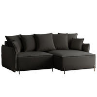 ECKSOFA MARCO Rechts, mit Schlaffunktion und Bettkasten, Anthrazit - Anthrazit, Textil/Metall (221/148cm) - Idohome
