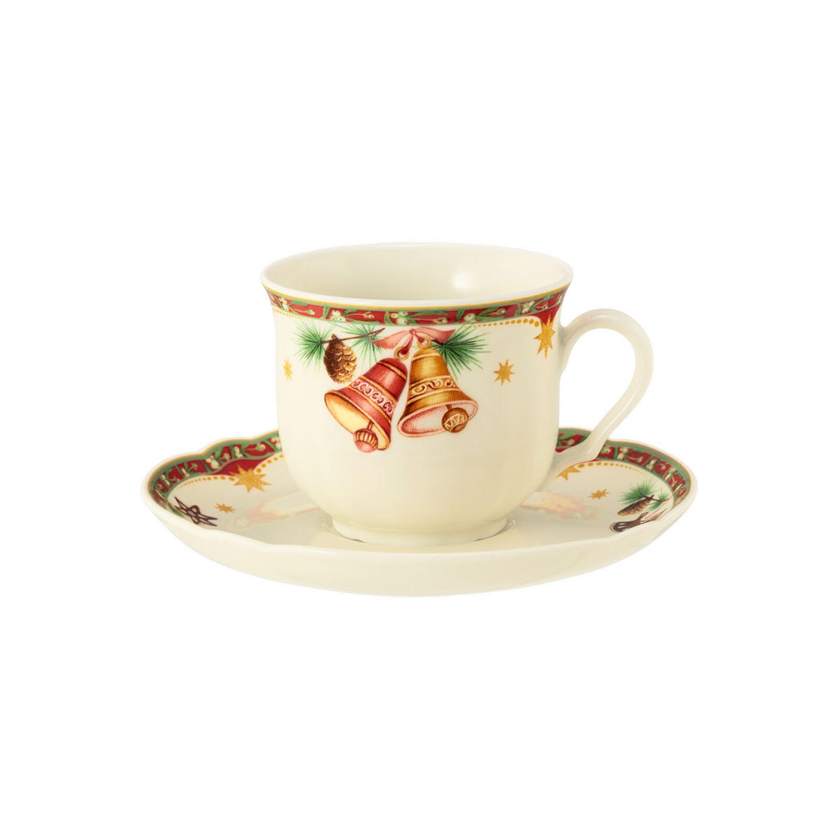 KAFFEETASSE MIT UNTERTASSE Marieluise Weihnachtsnostalgie creme 230 ml 2er Set - Creme, Keramik (14.8/9.1/14.8cm) - Seltmann Weiden