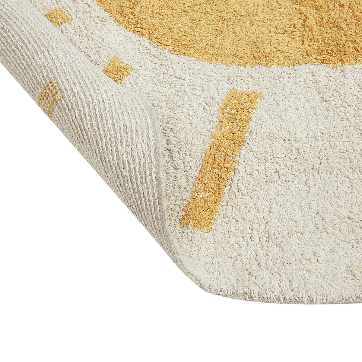 KURZFLOR-TEPPICH Beige 140 cm Baiker - Beige/Gelb, Textil (140/140cm) - Beliani