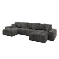 WOHNLANDSCHAFT ENIL-U 390x175x84 Dunkelgrau Velours - Dunkelgrau, Holzwerkstoff/Kunststoff (390/84/175cm) - ALTDECOR