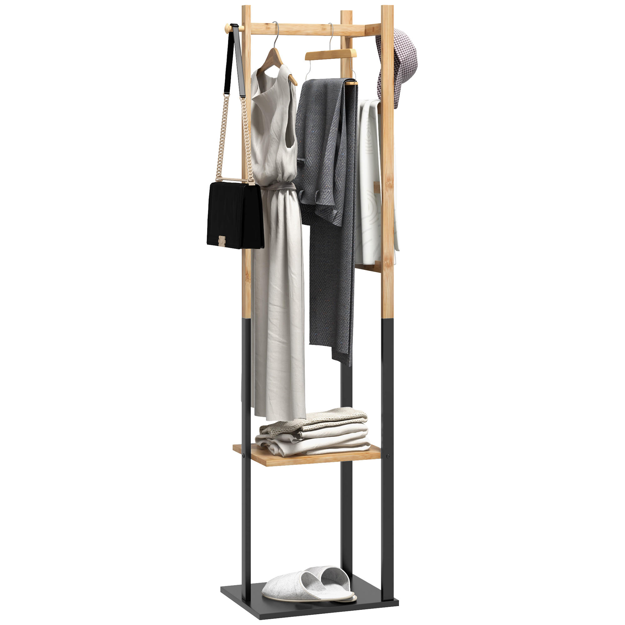 GARDEROBENSTÄNDER DE-17180 Natur - Naturfarben, Naturmaterialien (28.5/153.5/46cm) - ComfortXL