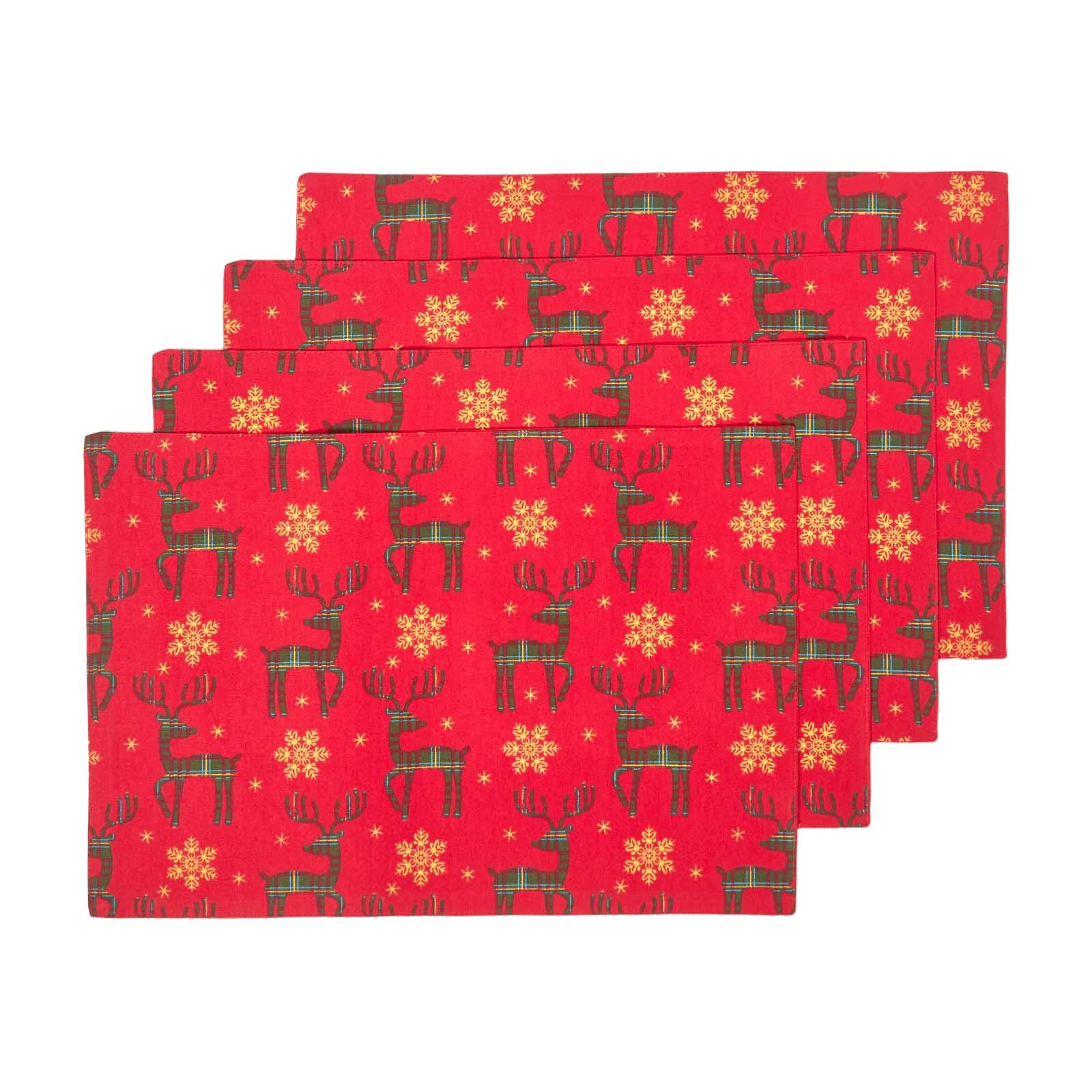 TISCHSET Rentier 4er-Set, rote Platzsets Weihnachten 30/45 cm - Rot, Textil (30/45cm) - Homescapes