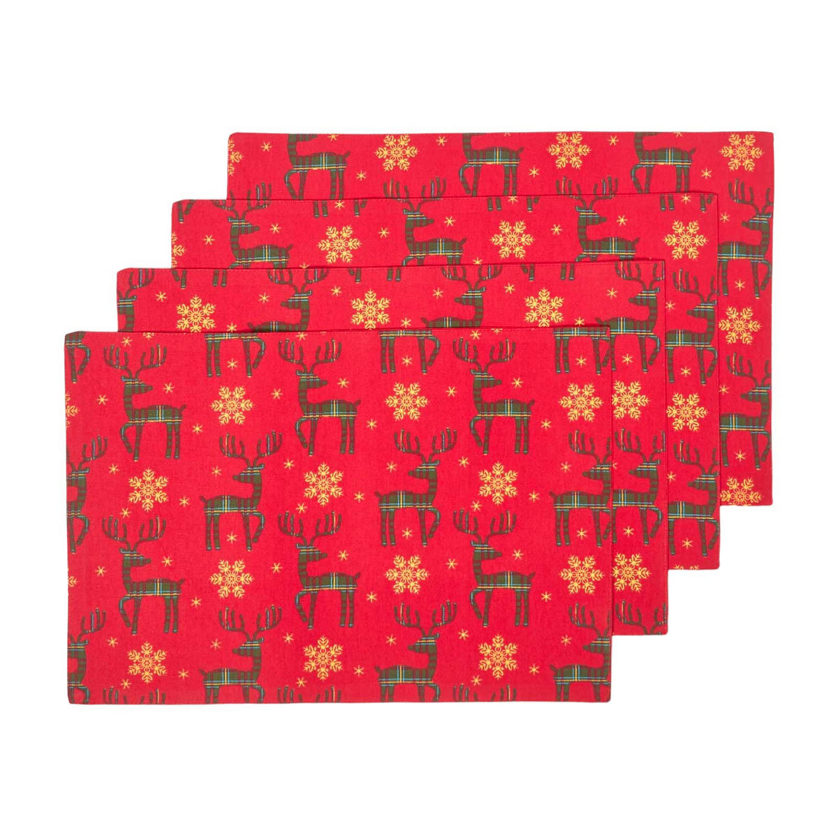TISCHSET Rentier 4er-Set, rote Platzsets Weihnachten 30/45 cm - Rot, Textil (30/45cm) - Homescapes