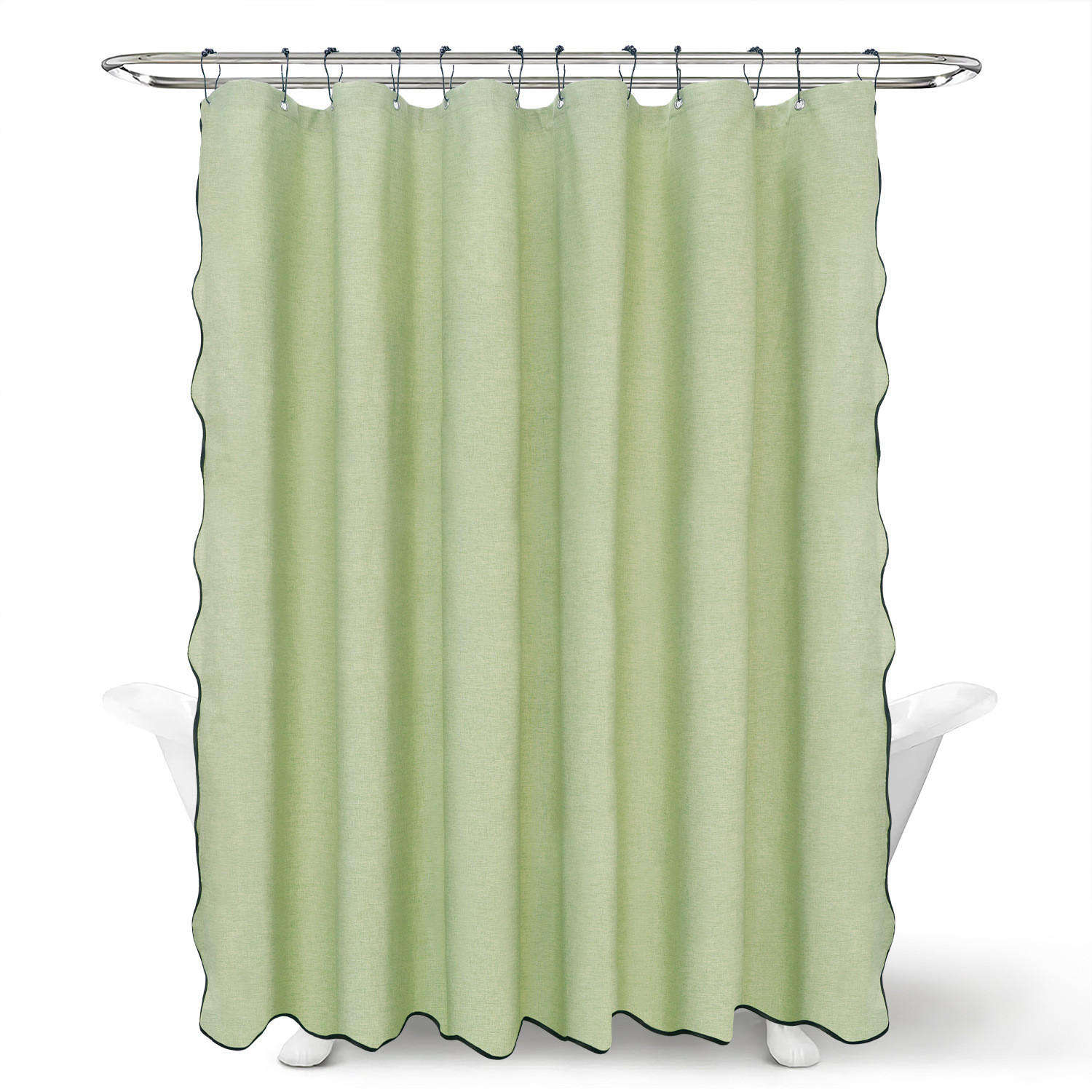 DUSCHVORHANG – 183 x 183 cm – inklusive Haken – Grün - Pastellgrün, Textil (25/35cm)