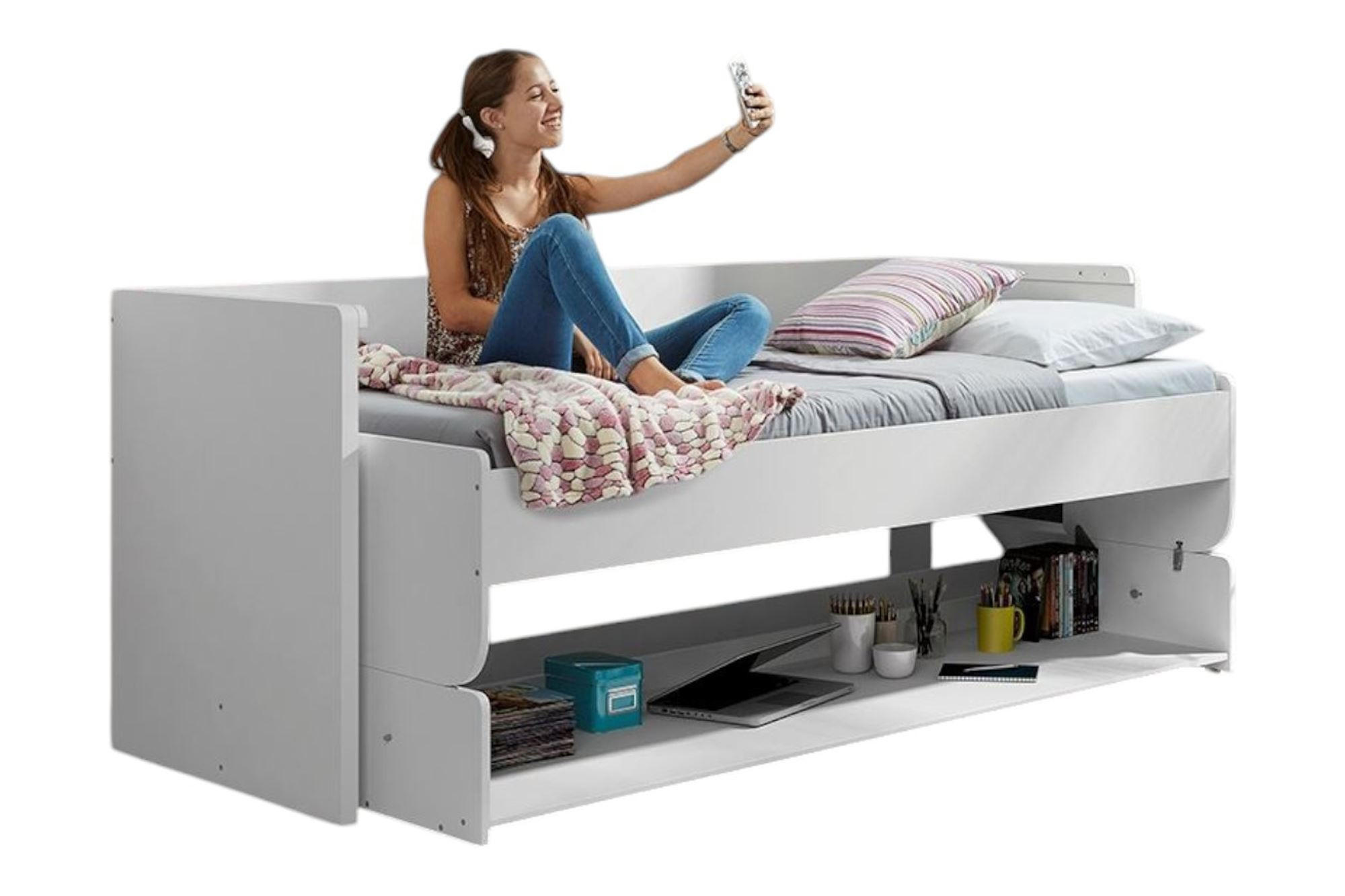58aufmkessel Funktionsbett Weiß 90x200 cm