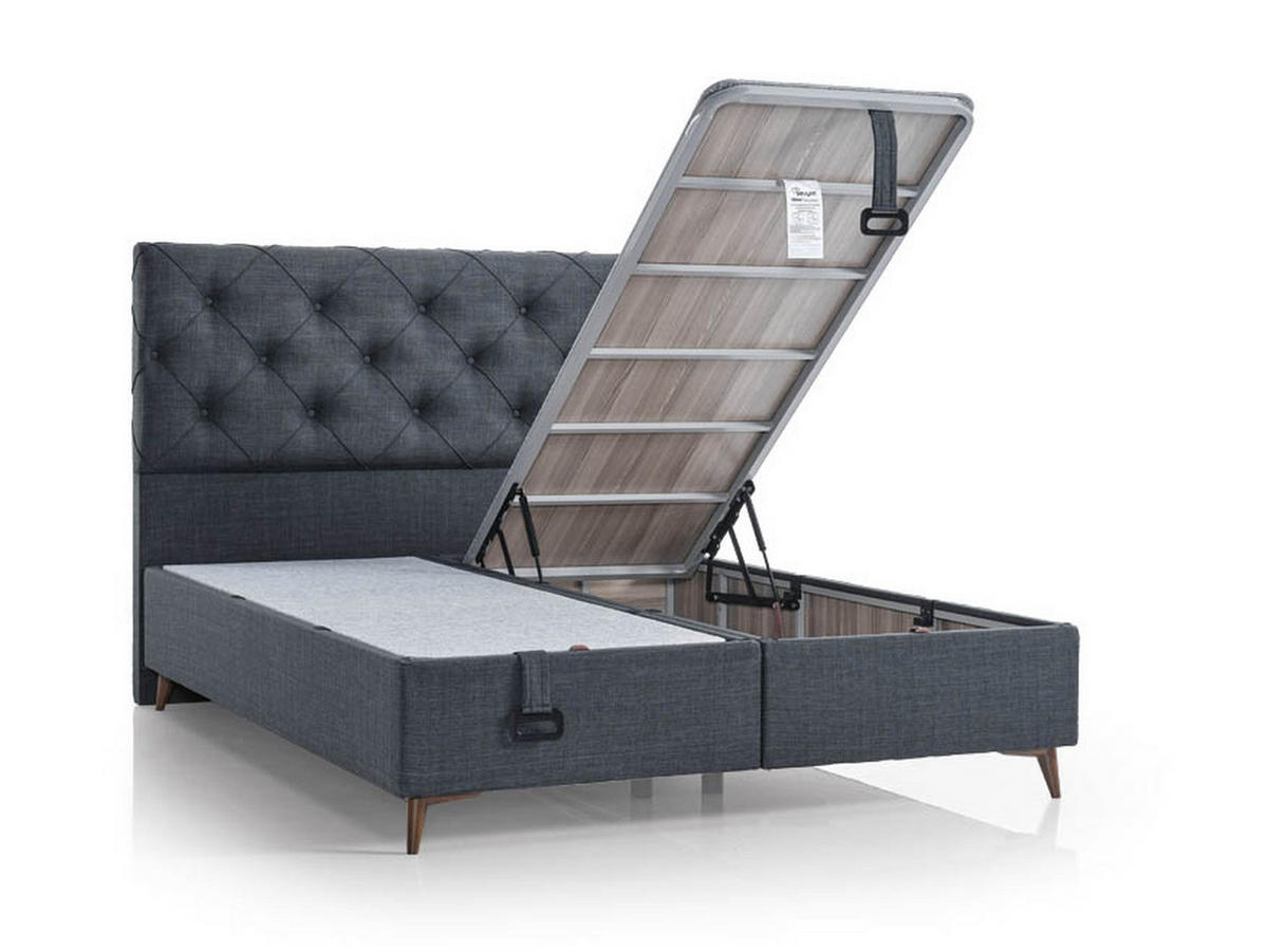 POLSTERBETTSET Active 160x200 Anthrazit - Anthrazit, Textil/Metall (160/200cm) - Villa Möbel