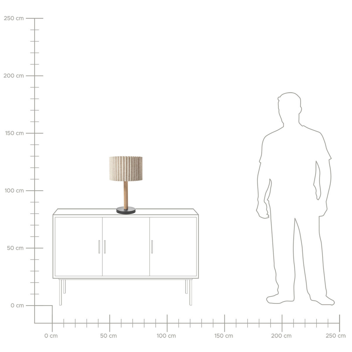 TISCHLAMPE Leinen Hellbeige Belessa - Beige/Schwarz, Textil (30/30/50cm) - Beliani