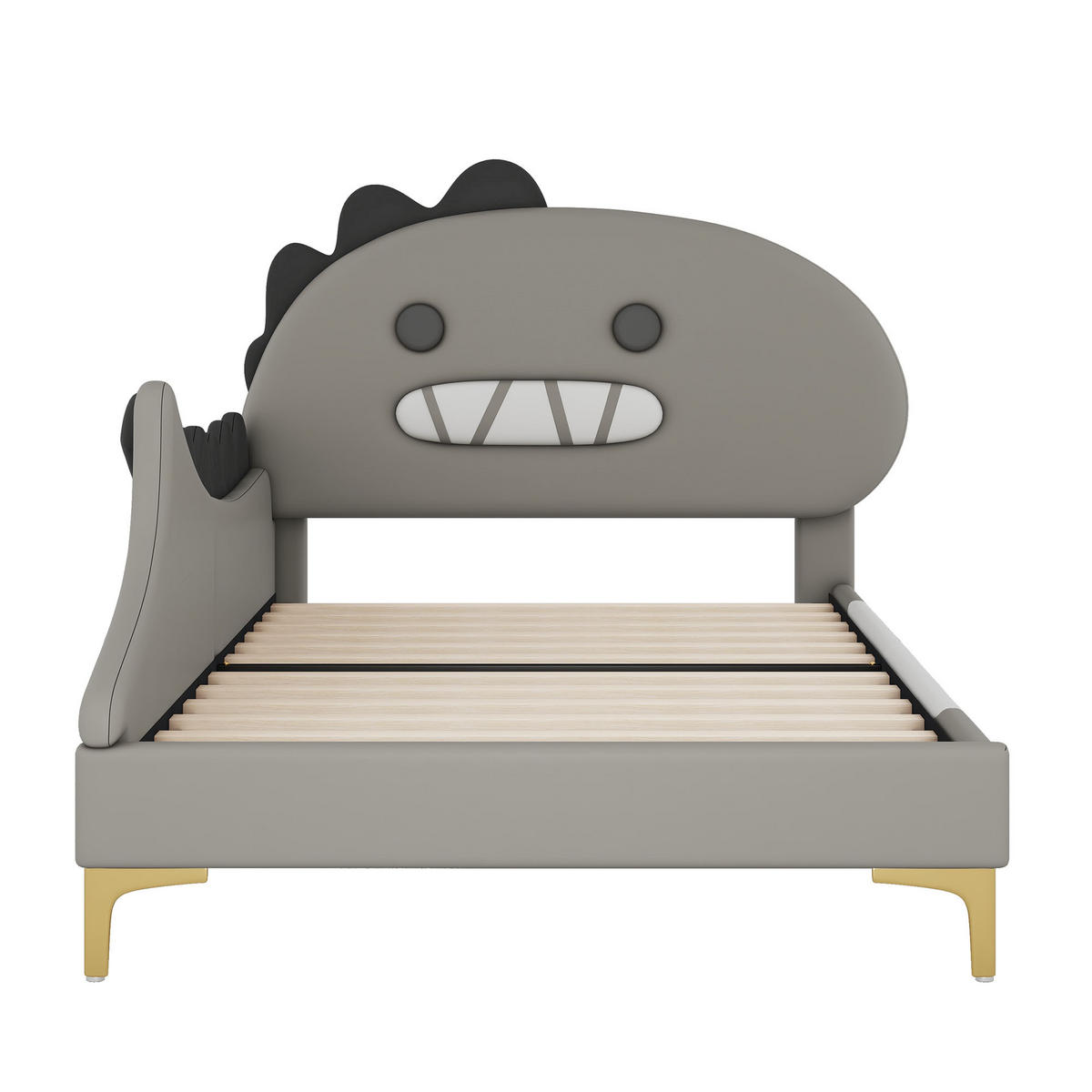 KINDERBETT 90/200 cm in Dino-Form aus PU Grau - Grau, Kunststoff (90/200cm) - OKWISH