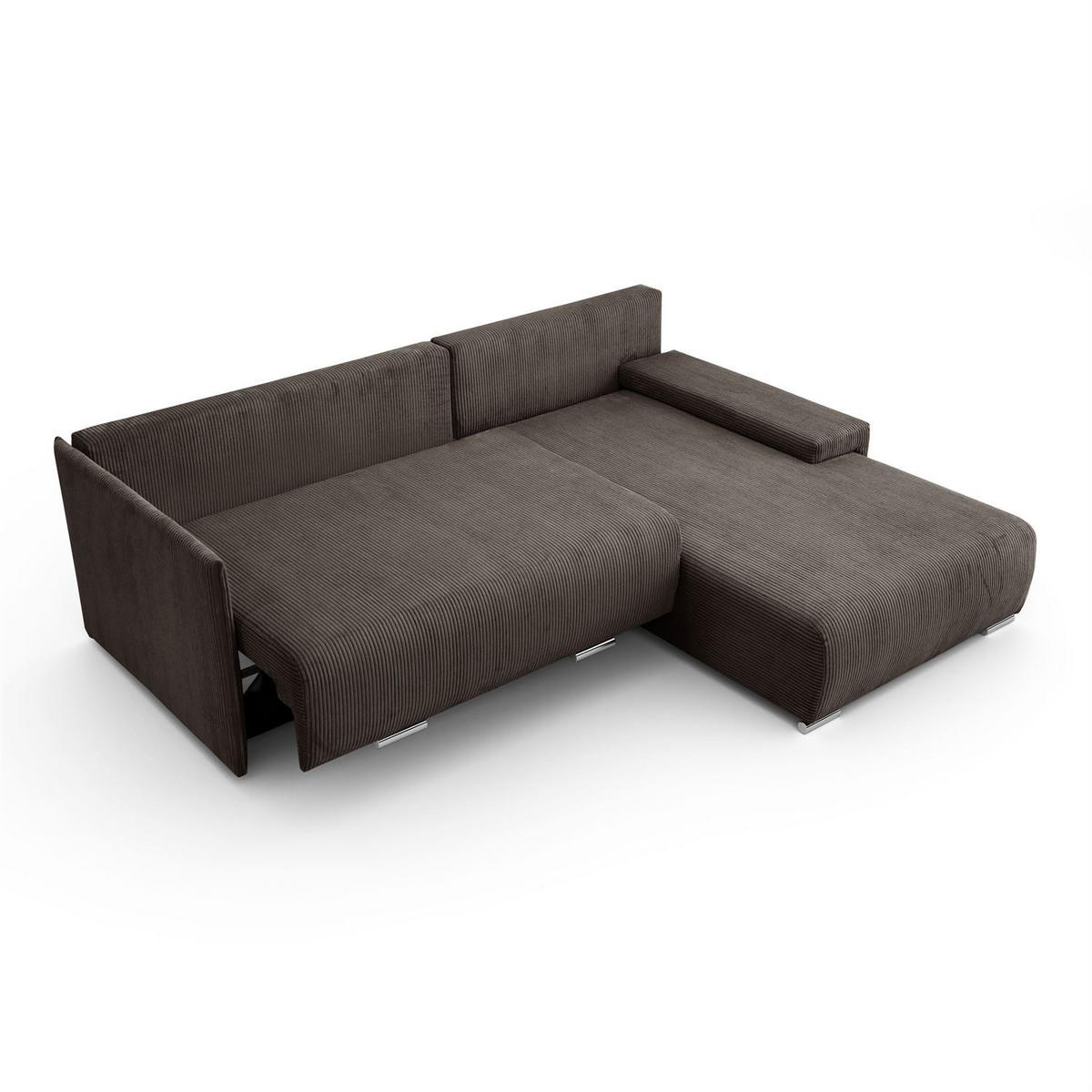 ECKSOFA LAVIO L mit Schlaffunktion und Bettzeugkasten Rechte - Graubraun, Textil (246/188cm) - Lookway