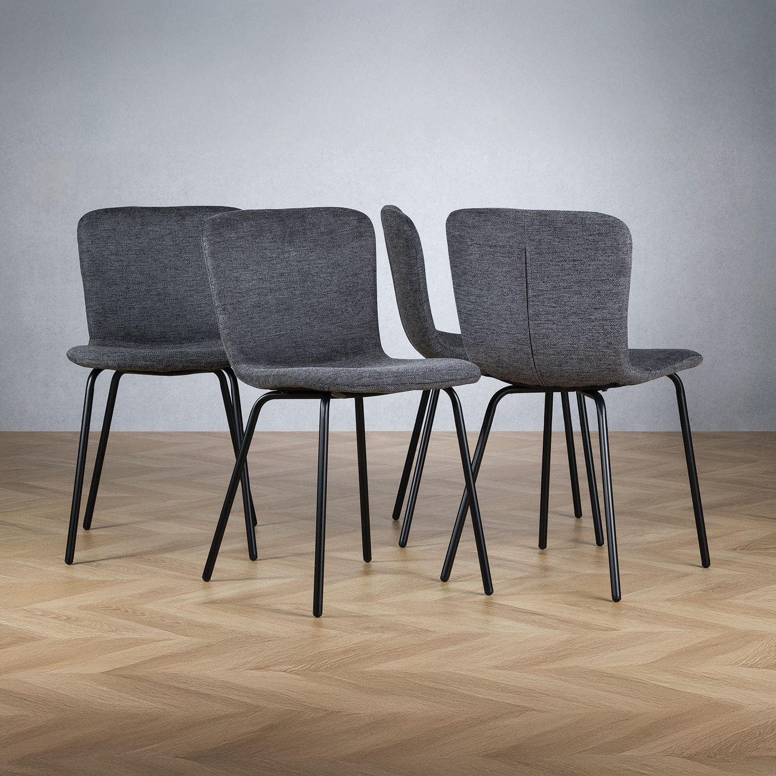 ESSZIMMERSTÜHLE AUDREY 4ER-SET - Schwarz, Textil (43/80/50cm) - IDIMEX