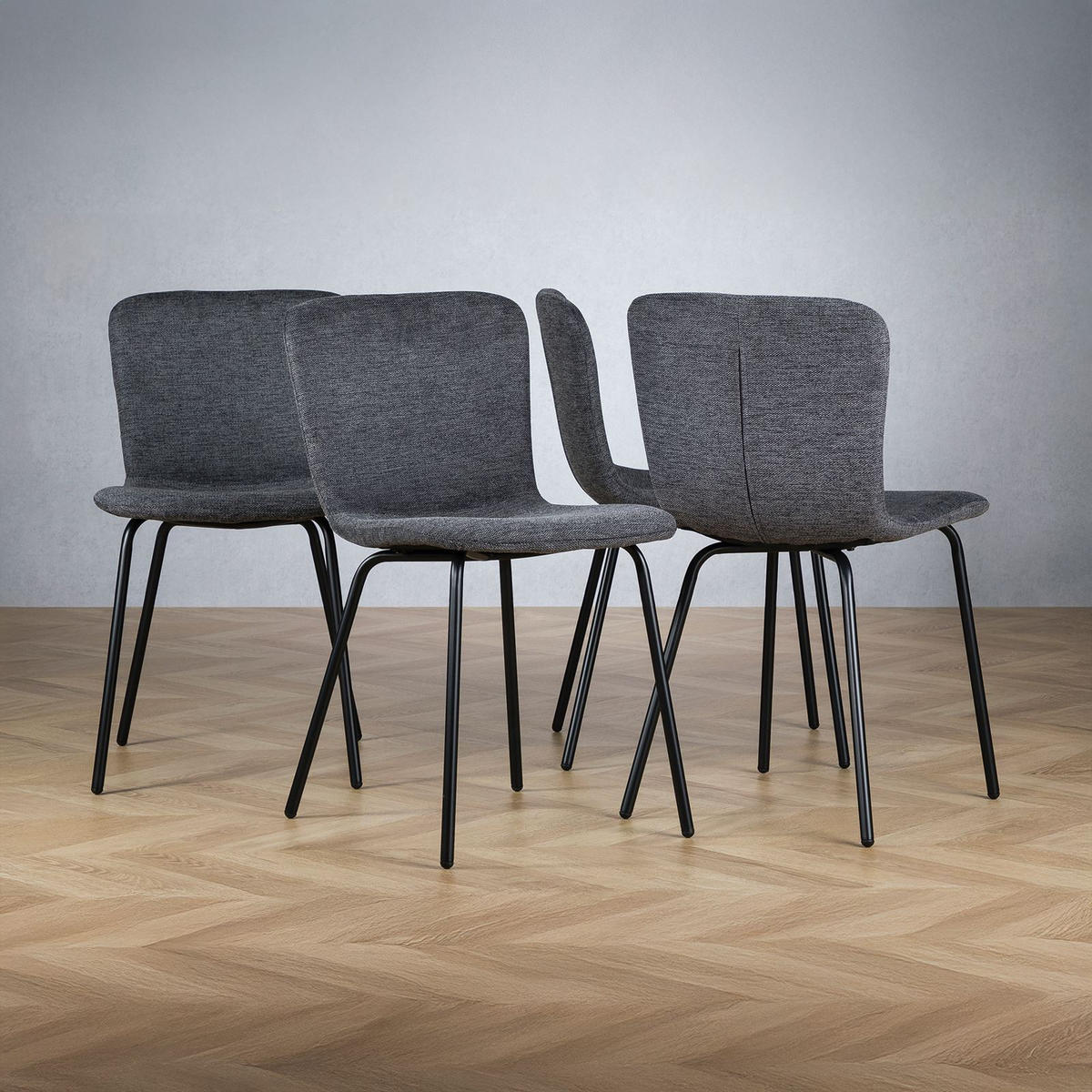 ESSZIMMERSTÜHLE AUDREY 4ER-SET - Schwarz, Textil (43/80/50cm) - IDIMEX