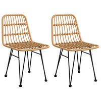 GARTENSTÜHLE 2 Stk. 48x62x84 cm PE-Rattan - Braun, Metall (48/84/48cm) - furnicato