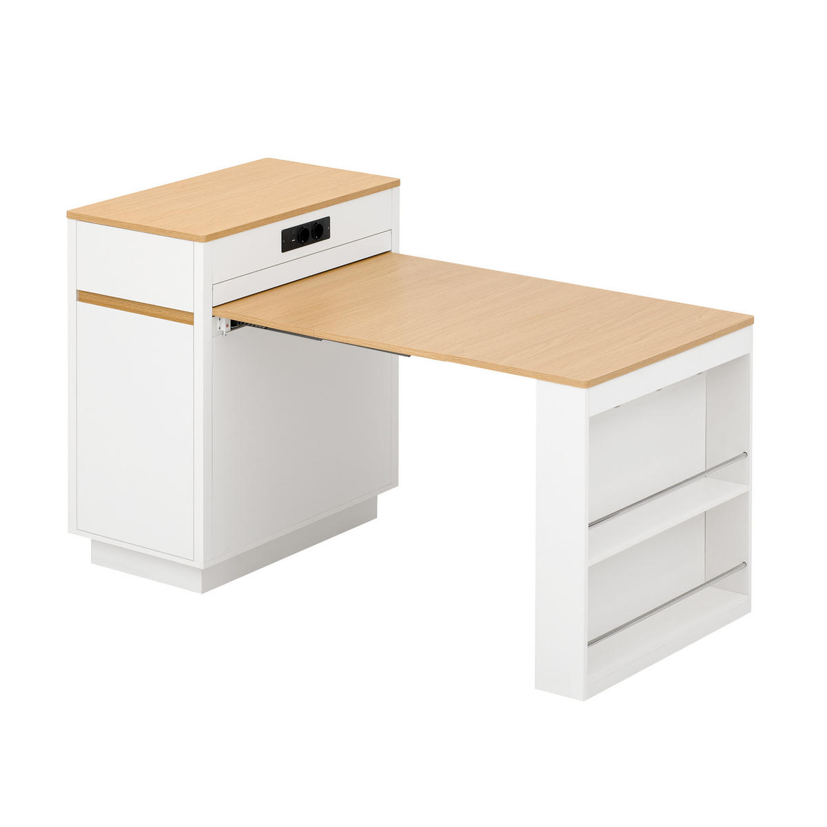 KÜCHENINSEL ausziehbar 58-154/80,5/94 cm mit LED DE-39572 Weiß - Weiß, Holzwerkstoff (80.5/94/58cm) - ComfortXL
