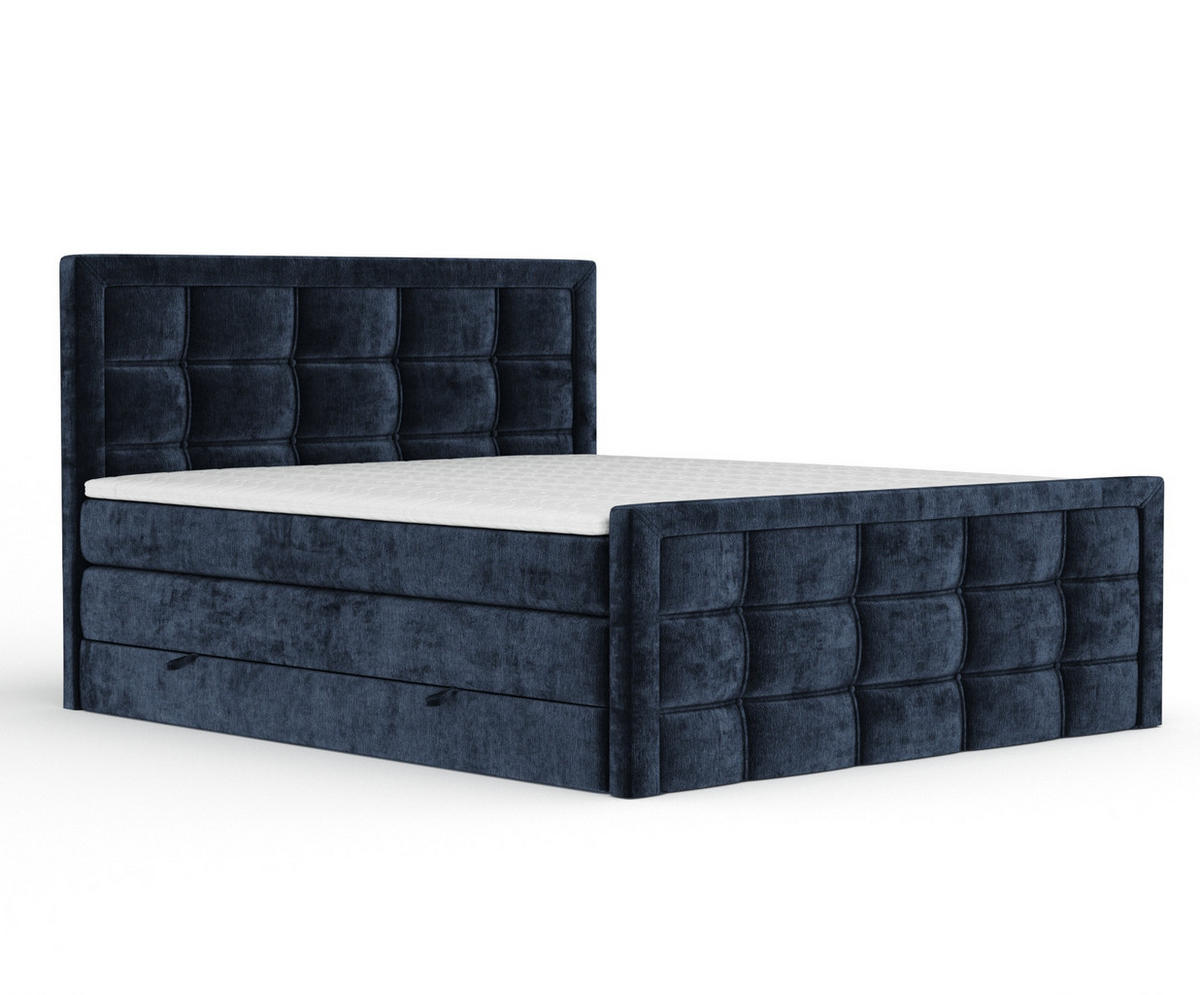 BOXSPRINGBETT Ambrosia Marineblau 180/200 cm - Schwarz/Dunkelblau, Holz/Holzwerkstoff (180/200cm) - Maison de Reve