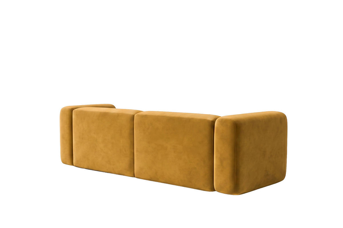 ECKSOFA L-Form mini, Velvet-Stoff Bluvel, Golden, Rechts, GRETA - Goldfarben, Holz (226/179cm) - Kaiser Möbel