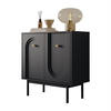 KOMMODE LIBERTY 2D auf Holzbeinen schwarz - Schwarz, Holzwerkstoff (79/82/39cm) - Lookway