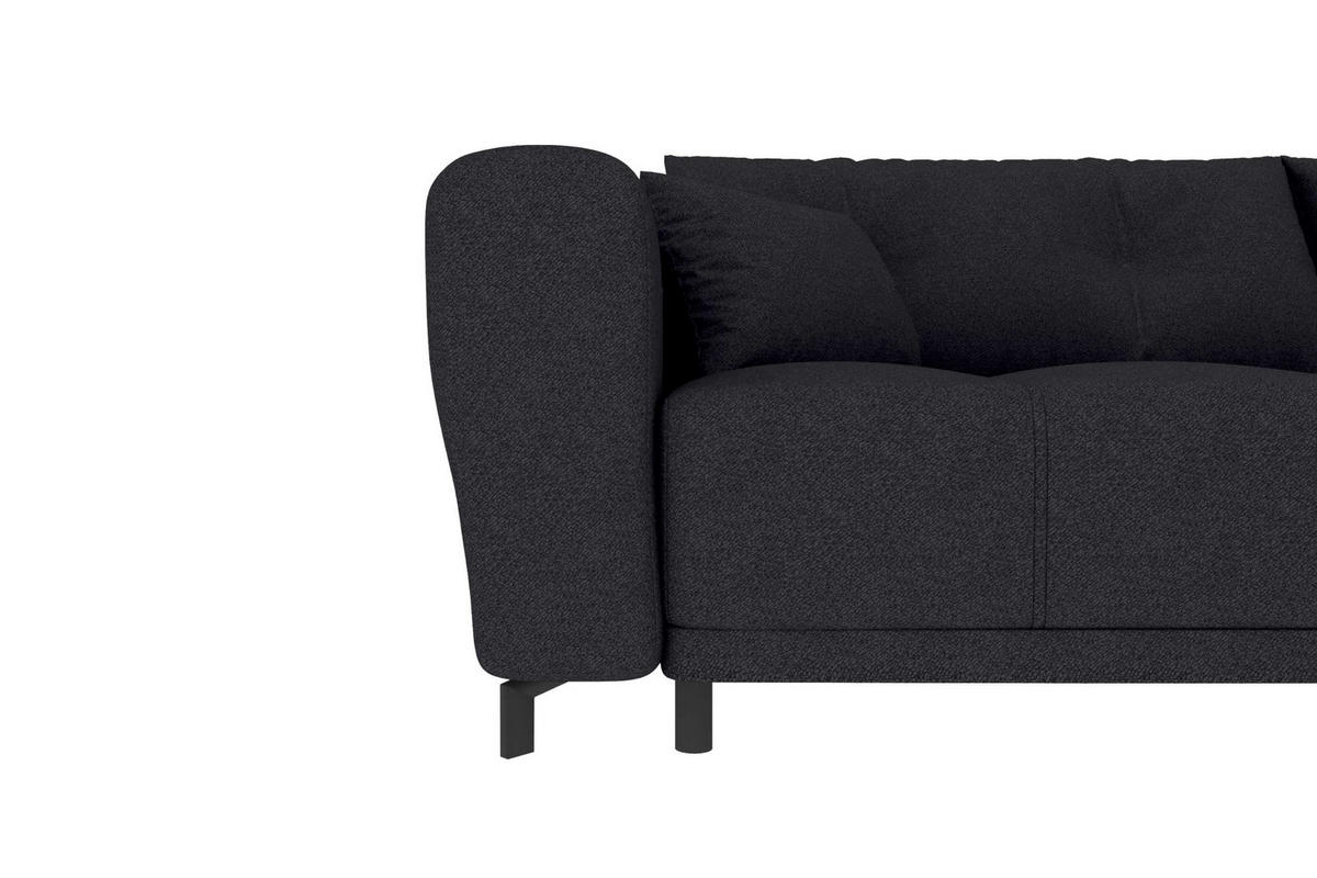 ECKSOFA Massimo Strukturstoff Schwarz inkl. Schlaffunktion Rechts - Schwarz, Textil/Metall (246/177cm) - 99rooms