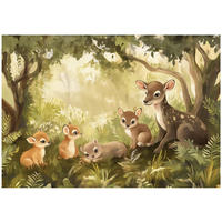FOTOTAPETE Kinderzimmer Wald Tiere Tapete Kinder 350x250 - Multicolor, Papier (350/250cm) - Wallarena