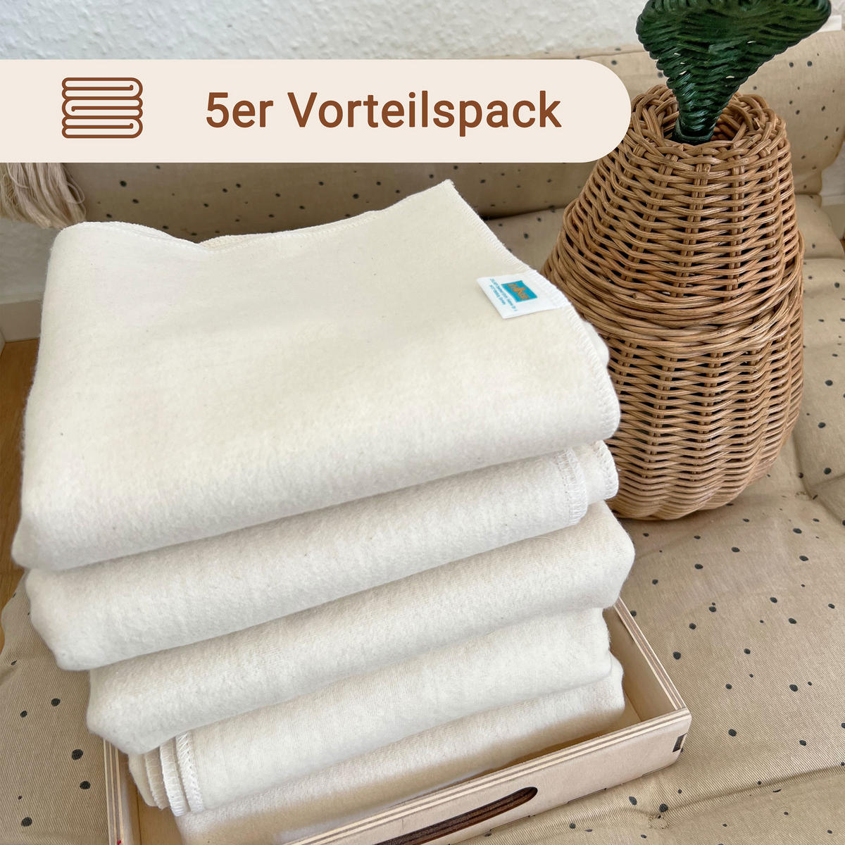 SPUCKTÜCHER, 5er-Set, 80x80 cm, 100% Baumwolle, Weiß - Weiß, Textil (80/80cm) - Zollner