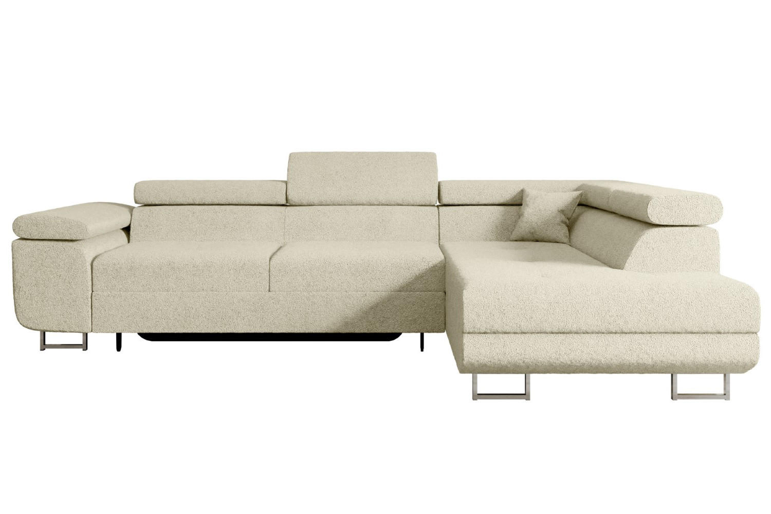 ECKSOFA mit Schlaffunktion und Bettkasten GUSA-L 272x202x107 cm Beige Bouclé - Beige/Silberfarben, Holzwerkstoff/Textil (272/202cm) - ALTDECOR