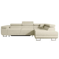 ECKSOFA mit Schlaffunktion und Bettkasten GUSA-L 272x202x107 cm Beige Bouclé - Beige/Silberfarben, Holzwerkstoff/Textil (272/202cm) - ALTDECOR