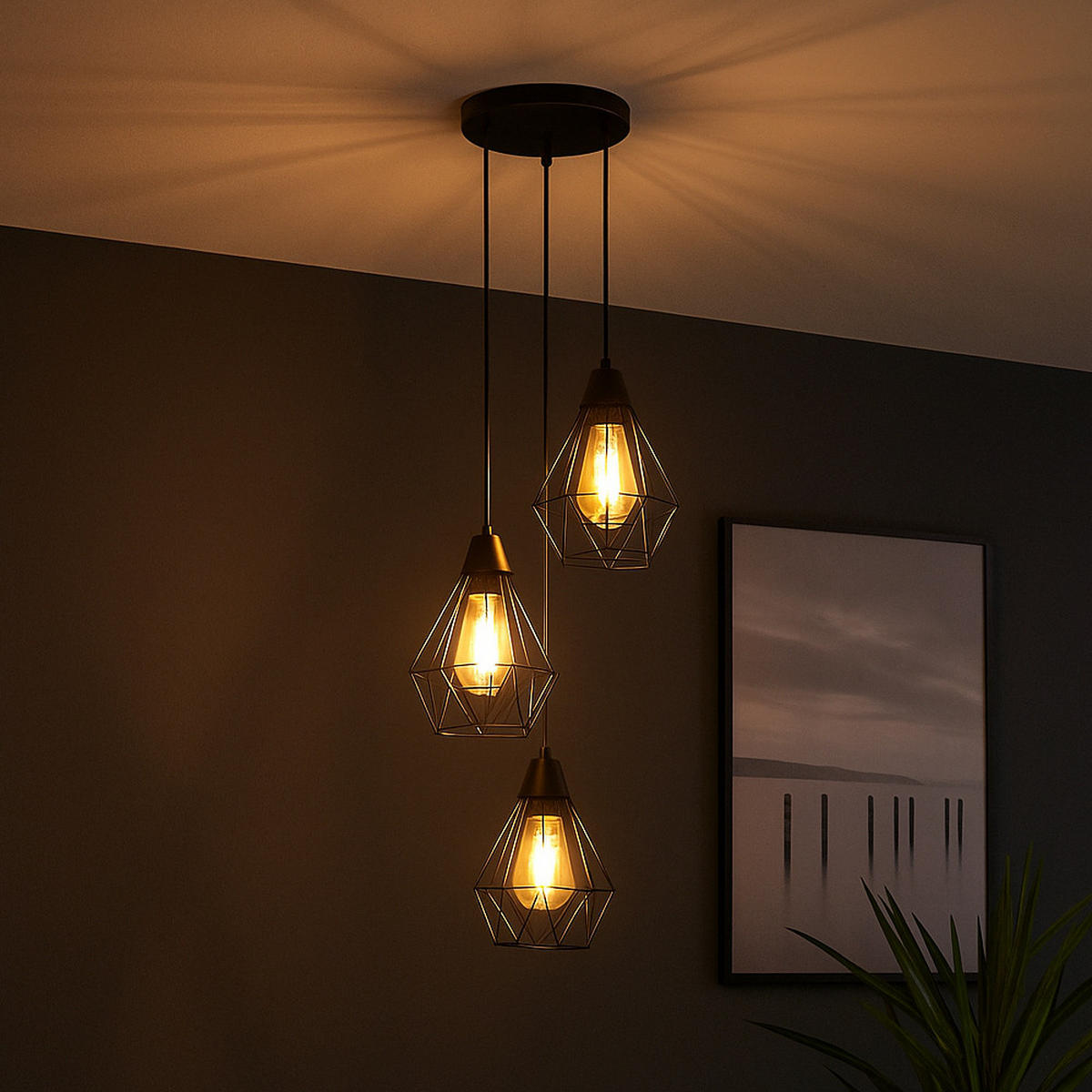 LED HÄNGELEUCHTE Metall Schwarz - Schwarz, Metall (29/29/120cm) - Globo Lighting