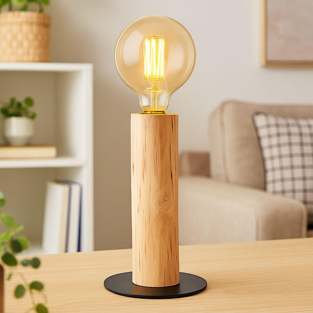 TISCHLEUCHTE Ray Holzoptik Braun - Braun, Holz (15/15/30cm)