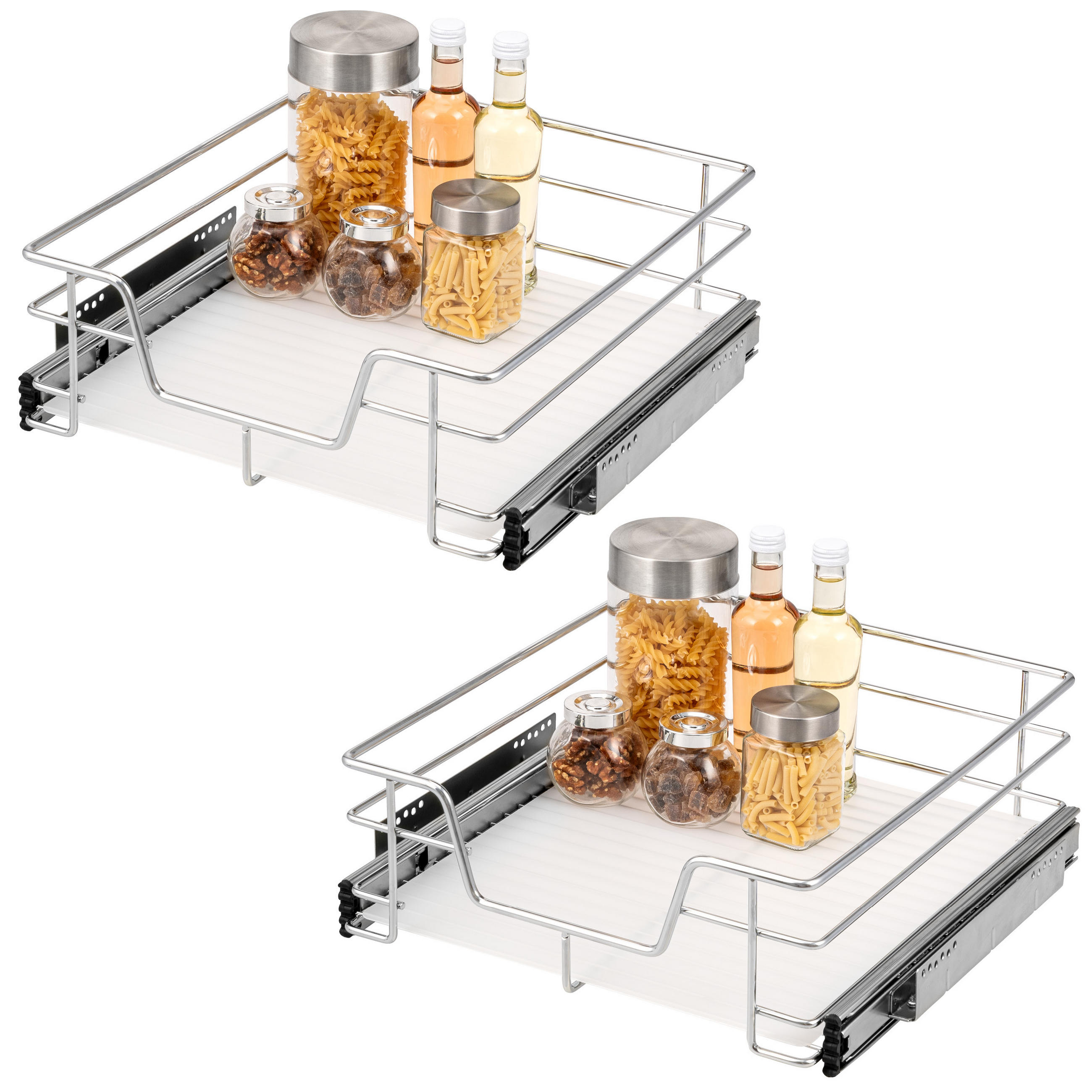 TELESKOPSCHUBLADEN (2er Set), für 50 cm Schrank, Metall, Chrom - Chromfarben, Metall (47/14/44cm) - bremermann