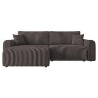ECKSCHLAFSOFA Floryn L Cord Bis - Schwarz/Braun, Holz/Kunststoff (245/145cm) - MIRJAN24
