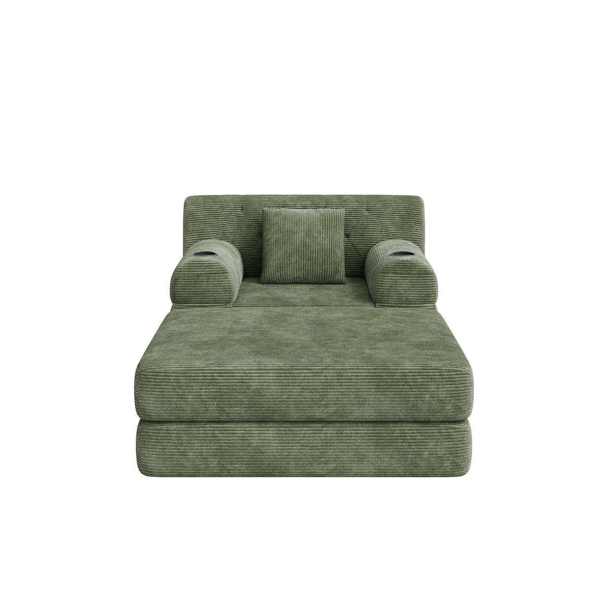 SCHLAFSOFA mit Hocker, Liegefunktion und Getränkehaltern aus Cord in Grün - Grün, Textil (191/60/162cm) - EVRYAE