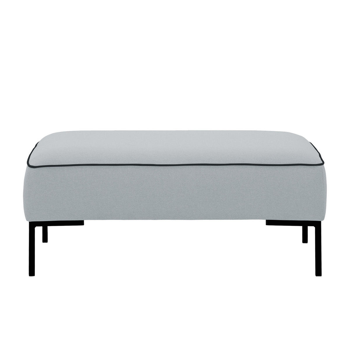 POLSTERHOCKER - Webstoff - Hellgrau/Schwarz, Textil (102/43/93cm) - home24