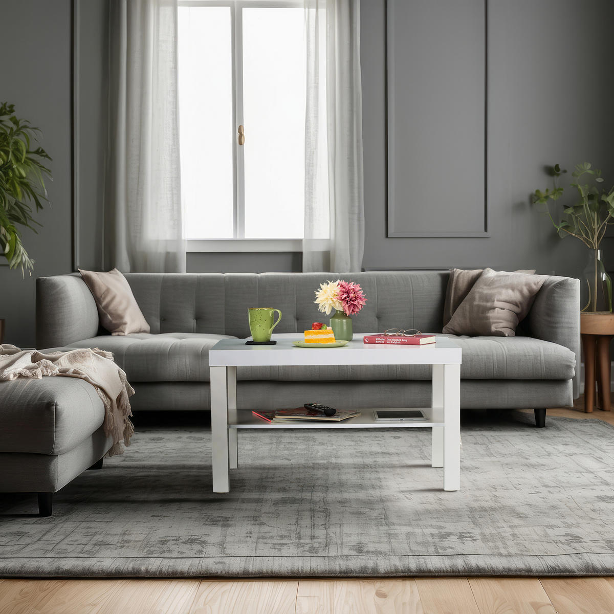 COUCHTISCH - Weiß, Holzwerkstoff/Textil (55/79/45cm) - Relaxdays