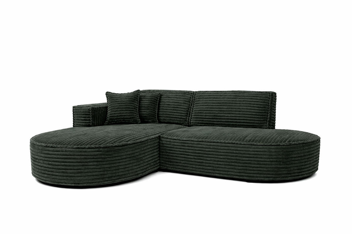 ECKSOFA L-Form, Cordstoff Velo, Grün, Links, Modena Studio - Grün, Holz (236/165cm) - Kaiser Möbel