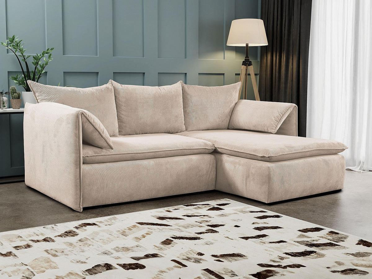 SCHLAFSOFA - 4 Personen-Sitzer - Samt, Stoff - Beige - - Beige, Textil (230/91/166cm) - Vente-Unique