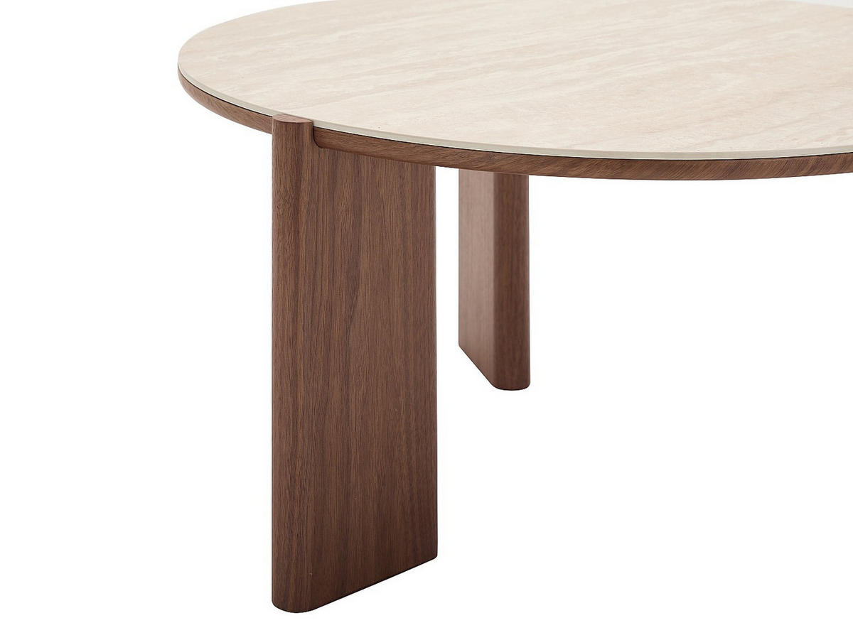 COUCHTISCH - 85 cm x 80 cm - holz - naturfarben dunkel, beige Munyra - Beige/Naturfarben, Keramik/Holz (80/85/40.5cm) - Vente-Unique