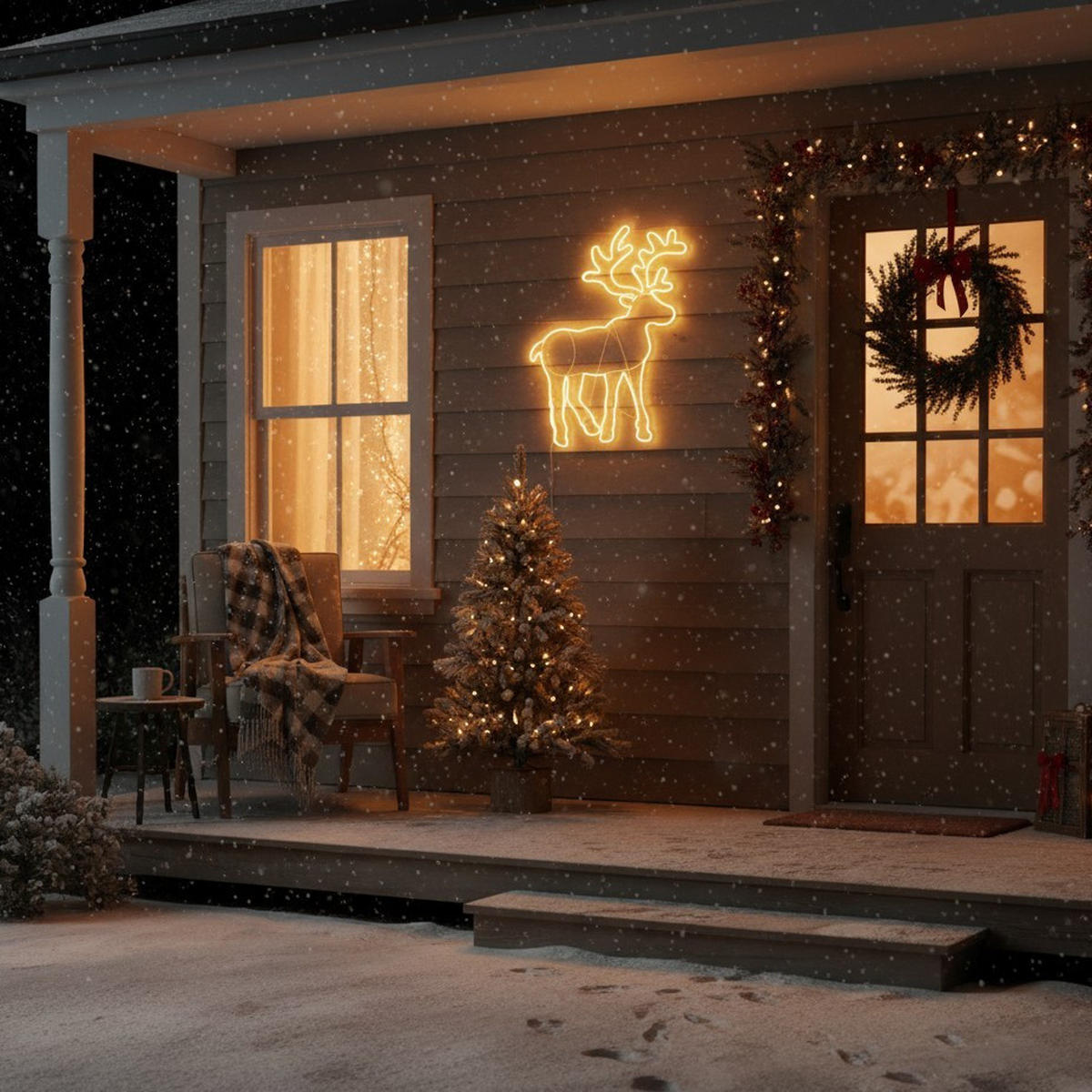 LED-WEIHNACHTSDEKO Rentier 100/80 cm - Weiß, Kunststoff (80/1/100cm) - Home Styling Collection