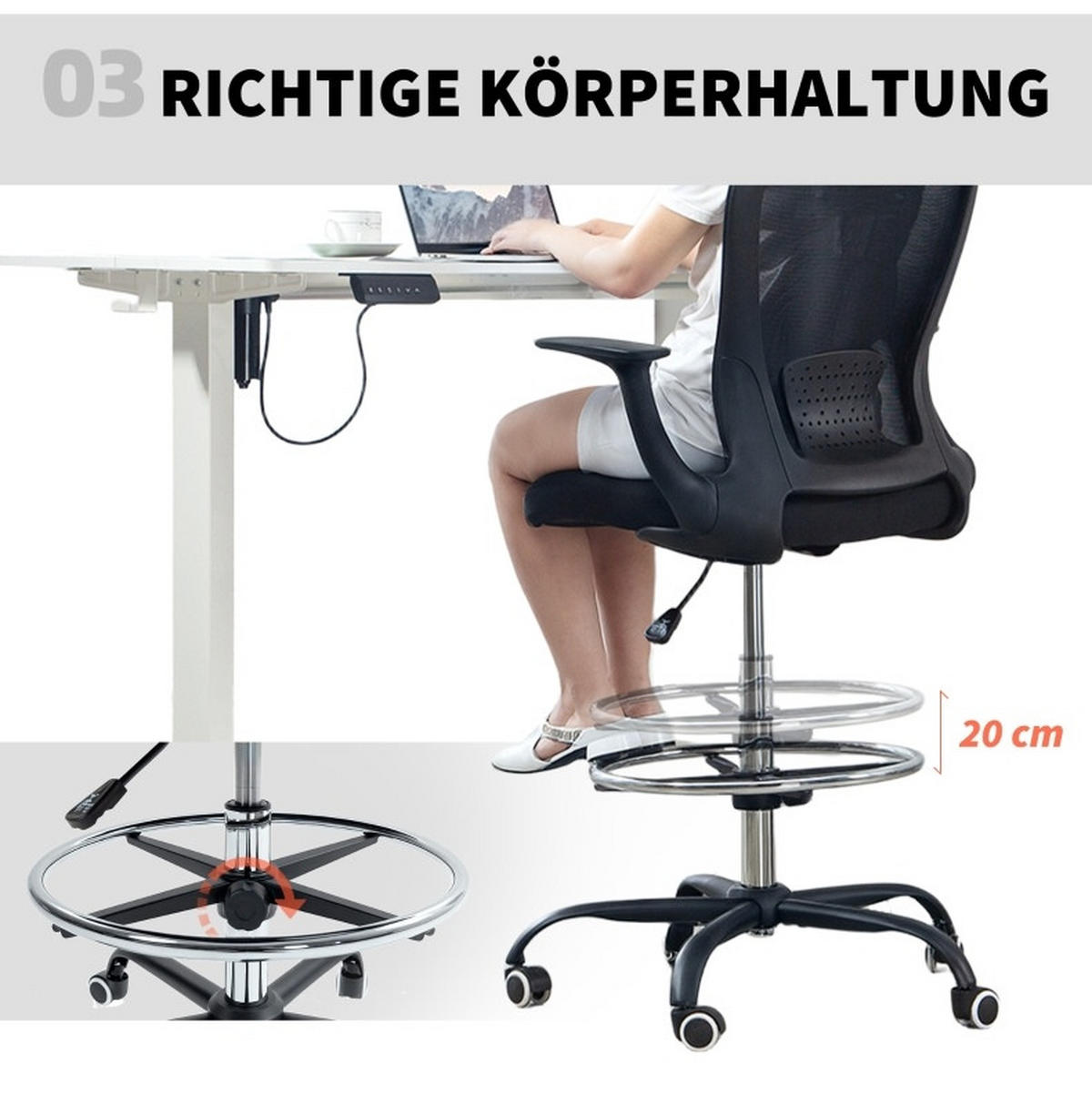 BÜROSTUHL höhenverstellbar 59 x 62 x 99-119 cm Schwarz - Schwarz, Kunststoff (59/119/62cm) - Meubliv